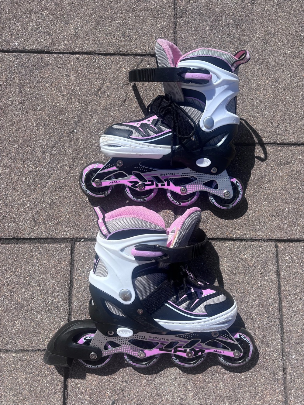 Kids Adjustable Inline skates / Roller Blades - Pink & Black Sz 13-3Youth